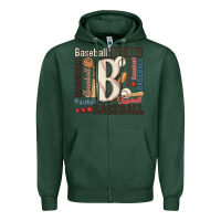 Sports Green baseball Zipper Hoodie - MaliasSmallBusiness