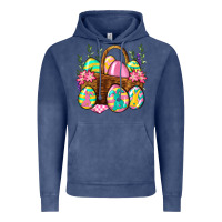 Vintage Denim Easter eggs with basket Easter Day Vintage Hoodie - Neo Western