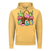 Vintage Mustard Easter eggs with basket Easter Day Vintage Hoodie - Neo Western