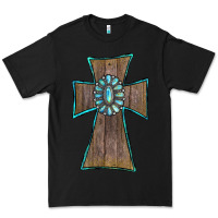 Black Wood Turquoise Gemstone Cross Premium Tee - RanaPortraitStore