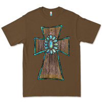 Cacao Wood Turquoise Gemstone Cross Premium Tee - RanaPortraitStore