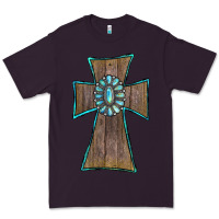 Plum Wood Turquoise Gemstone Cross Premium Tee - RanaPortraitStore