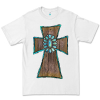 White Wood Turquoise Gemstone Cross Premium Tee - RanaPortraitStore