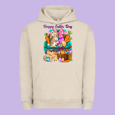 Happy Easter Day Truck Urban Hoodie Designed By Howdyjamesfarm