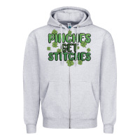 Heather Grey pinches get stitches Zipper Hoodie - MaliasSmallBusiness
