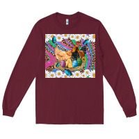 Burgundy easter farm chicken chick rooster daisys butterfly sunflower eggs glit Long Sleeve Tee - Artiststas