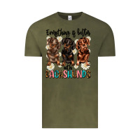 Vintage Olive everything is better with dachshunds Vintage Tee - JahusDesignShop