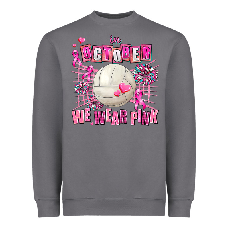 In October We Wear Pink Volleyball Heavyweight Sweatshirt by AdoDesignShop | Teevron