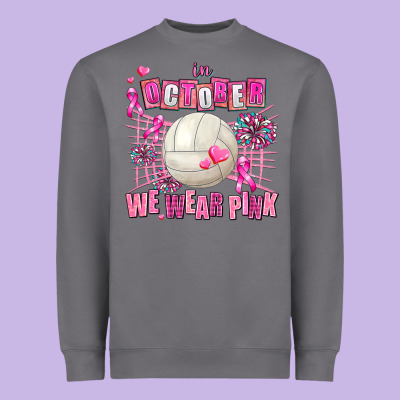 In October We Wear Pink Volleyball Heavyweight Sweatshirt Designed By Adodesignshop