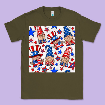 4th Of July Patriotic Gnome Seamless Pattern Classic Tee Designed By Bundleandbundleshop