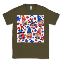 Army Green 4th of july patriotic gnome seamless pattern Classic Tee - BundleAndBundleShop