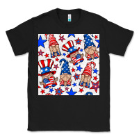 Black 4th of july patriotic gnome seamless pattern Classic Tee - BundleAndBundleShop