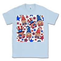 Dusty Blue 4th of july patriotic gnome seamless pattern Classic Tee - BundleAndBundleShop