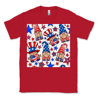 Red 4th of july patriotic gnome seamless pattern Classic Tee - BundleAndBundleShop