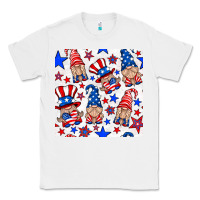 White 4th of july patriotic gnome seamless pattern Classic Tee - BundleAndBundleShop