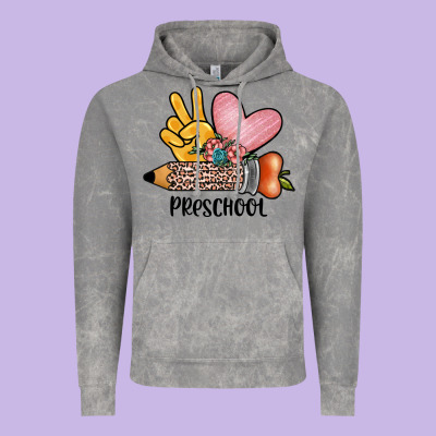 Peace Love Preschool Vintage Hoodie Designed By Jahusdesignshop