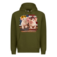 Army Green Cute Couple American Pigs Premium Hoodie - Bettercallsaul