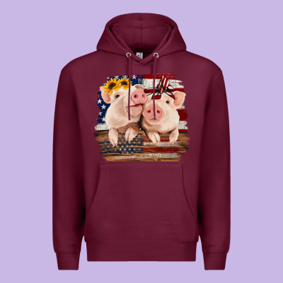 Cute Couple American Pigs Premium Hoodie Designed By Bettercallsaul