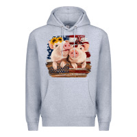 Heather Grey Cute Couple American Pigs Premium Hoodie - Bettercallsaul