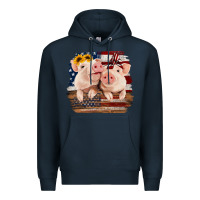 Navy Cute Couple American Pigs Premium Hoodie - Bettercallsaul