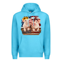 Ocean Blue Cute Couple American Pigs Premium Hoodie - Bettercallsaul