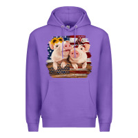 Purple Cute Couple American Pigs Premium Hoodie - Bettercallsaul