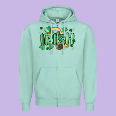 Irish Zipper Hoodie Designed By Maliassmallbusiness