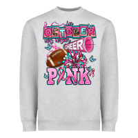 Heather Grey in october we wear cheer pink football Heavyweight Sweatshirt - AdoDesignShop