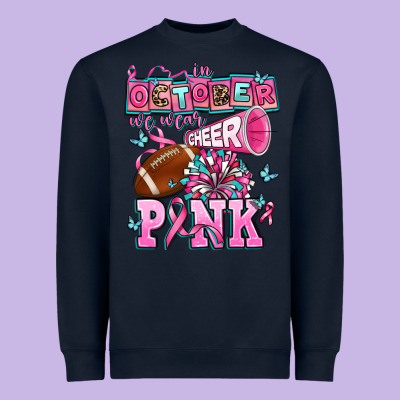 In October We Wear Cheer Pink Football Heavyweight Sweatshirt Designed By Adodesignshop