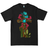 Black Gemstone Cross With Cactus Premium Tee - RanaPortraitStore