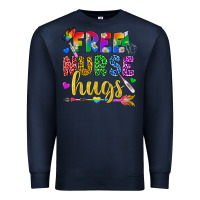 Navy Free Nurse Hugs Pride LGBTQ+ Premium Sweatshirt - BundleAndBundleShop