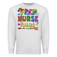 Oatmeal Heather Free Nurse Hugs Pride LGBTQ+ Premium Sweatshirt - BundleAndBundleShop