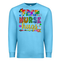 Ocean Blue Free Nurse Hugs Pride LGBTQ+ Premium Sweatshirt - BundleAndBundleShop
