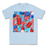 Dusty Blue 4th of july popsicle seamless pattern Classic Tee - BundleAndBundleShop