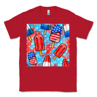Red 4th of july popsicle seamless pattern Classic Tee - BundleAndBundleShop