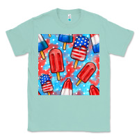 Seafoam 4th of july popsicle seamless pattern Classic Tee - BundleAndBundleShop