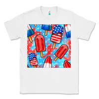White 4th of july popsicle seamless pattern Classic Tee - BundleAndBundleShop