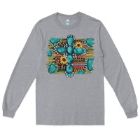 Heather Grey western gemstone cross sunflowers serape leopard glitter Long Sleeve Tee - Artiststas