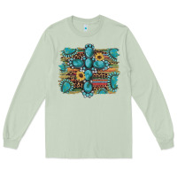Western Gemstone Cross Sunflowers Serape Leopard Glitter Long Sleeve Tee | Teevron