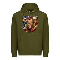 Army Green American Highland Cow Premium Hoodie - Bettercallsaul