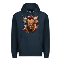 Navy American Highland Cow Premium Hoodie - Bettercallsaul