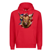 Red American Highland Cow Premium Hoodie - Bettercallsaul