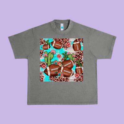 Football Leopard Cactus Seamless Pattern Urban Heavy Tee Designed By Jahusdesignshop