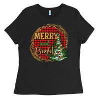 Black merry and bright christmas tree Ladies Tee - AdoDesignShop