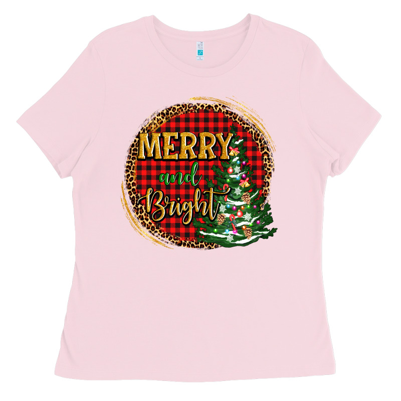 Merry And Bright Christmas Tree Ladies Tee by AdoDesignShop | Teevron