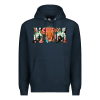 Navy Cowhide Floral Feather Cow Mom Premium Hoodie - Bettercallsaul
