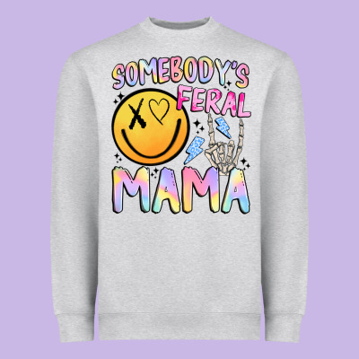 Somebody's Feral Mama Heavyweight Sweatshirt Designed By Jahusdesignshop