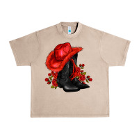 French Oak valentines day cowboy boots red  and roses Urban Heavy Tee - AdoDesignShop