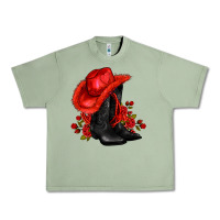 Oil Green valentines day cowboy boots red  and roses Urban Heavy Tee - AdoDesignShop