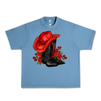 Pebble Blue valentines day cowboy boots red  and roses Urban Heavy Tee - AdoDesignShop